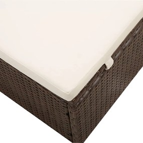 Espreguiçadeira com toldo e almofadão vime PE castanho