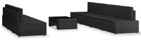 8 pcs conjunto lounge para jardim vime PE preto
