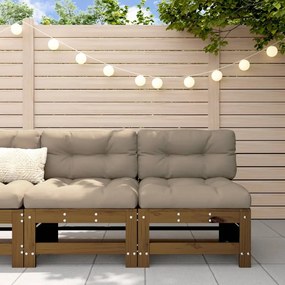 vidaXL Sofás de centro para jardim 2 pcs pinho maciço castanho-mel