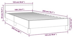 Estrutura de cama c/ cabeceira 100x200 cm veludo rosa