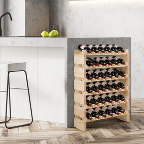 Garrafeira com 6 níveis de madeira e capacidade 36 garrafas de vinho 63,2 x 28 x 85,5 cm