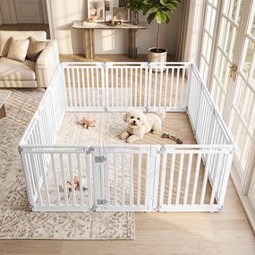 Conjunto de 11 Painéis para Parque de Cães, 53 x 81 cm, Porta com Fecho Duplo, Branco