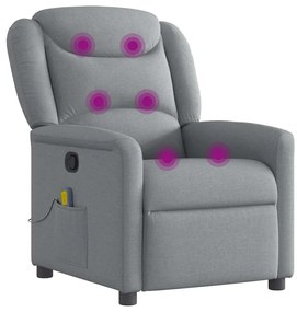 Poltrona de massagens reclinável tecido cinzento-claro