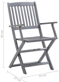 Cadeiras exterior dobráveis c/ almofadões 2 pcs acácia maciça