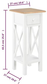 Mesa lateral 27x27x65,5 cm madeira branco