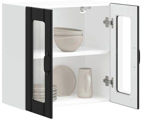 Armário de parede de cozinha porta vidro Lucca preto