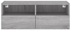 Móvel de parede p/ TV 80x30x30cm derivados madeira cinza sonoma