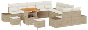 Conjunto de Sofá de Jardim 13 Peças com Almofadas Bege em Rattan de Ac