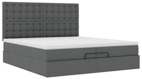 Estrutura de cama otomana com colchões tecido cinzento escuro