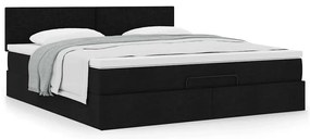 Estrutura de cama otomana com colchão 160x200 cm tecido preto