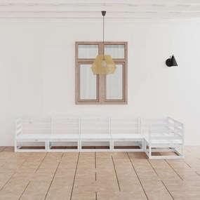 vidaXL 6 pcs conjunto lounge de jardim pinho maciço branco