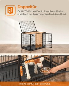 Gaiola para cães com 2 portas 107 x 70 x 74,9 cm Preto