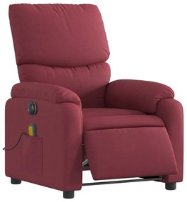 Poltrona reclinável de massagens elétrica tecido vermelho tinto