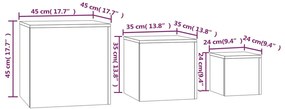 Mesas de apoio 3 pcs derivados de madeira cinzento sonoma