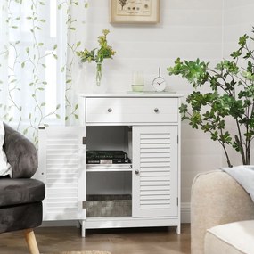 Armário de casa de banho com portas de persiana 60 x 30 x 80 cm Branco mate