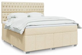 vidaXL Cama com molas/colchão 180x200 cm tecido cor creme