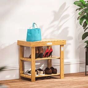 Sapateira 2 em 1 em madeira de acácia com certificação FSC® 50 x 33 x 46 cm Castanho