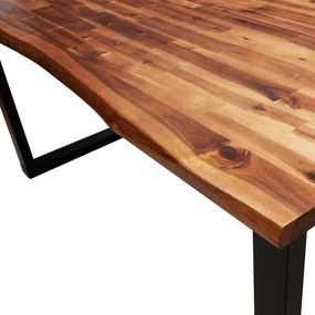 Mesa de jantar c/ bordas vivas 160x80x75 cm acácia maciça