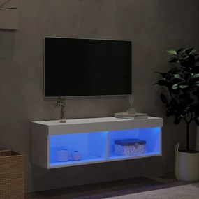 Móvel de TV com luzes LED 100x30x30 cm branco