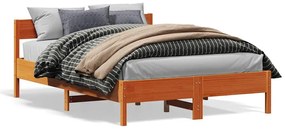 Cama sem colchão 160x200 cm madeira pinho maciço castanho-mel