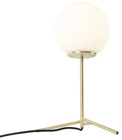 Candeeiro de mesa Art déco em latão com vidro opalino 45,5 cm - Pallon Art Deco