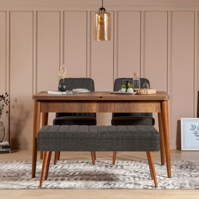 Conjunto de Mesa de Jantar Extensível e Cadeiras Vina – Nogueira e Ant