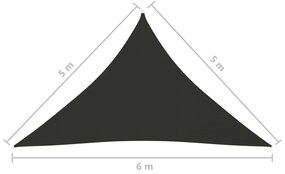 Para-sol estilo vela tecido oxford triangular 5x5x6 m antracite