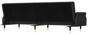 Sofá-cama com almofadões veludo preto