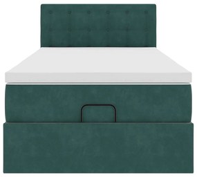 Estrutura de cama otomana vidaXL com colchão verde escuro Veludo