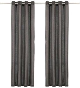 vidaXL Cortinas c/ argolas de metal 2 pcs algodão 140x175 cm antracite