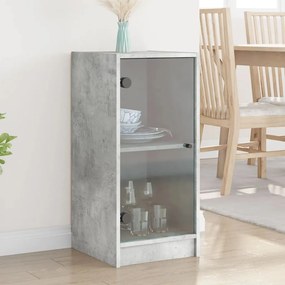vidaXL Armário de apoio c/ portas de vidro 35x37x75,5 cm cinza cimento