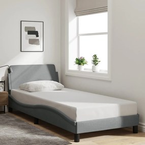 Estrutura de cama sem colchão 90x200 cm tecido cinzento-claro