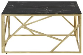 Mesa de centro aço inoxidável e vidro temperado dourado