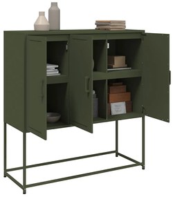 Aparador alto 100,5x39x107 cm aço verde azeitona