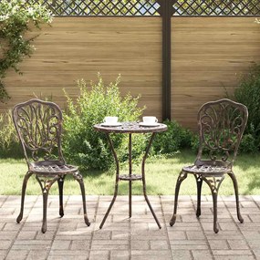 Conjunto de Bistrô de Jardim 3 Peças vidaXL Bronze em Alumínio Fundido