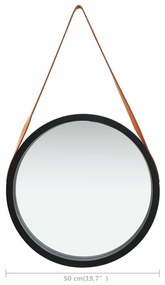 Espelho de parede com alça 50 cm preto