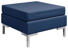 vidaXL Apoio de pés seccional com almofadão tecido azul