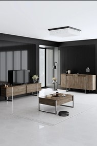Conjunto de Mobiliário de Sala de Estar Luxe – Nogueira e Prateado – M