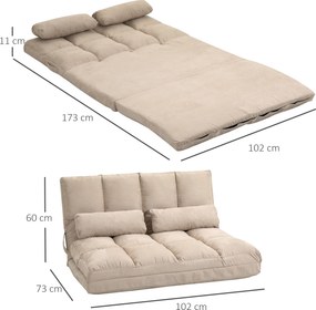 Poltrona-cama dobrável - Poltrona-cama - Encosto reclinável com 14 posições - 2 almofadas