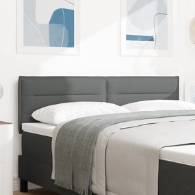 vidaXL Cabeceira LED Design Linhas Cinza Escuro 80 cm Tecido