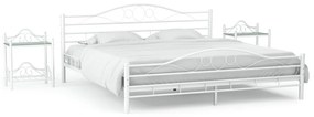 Estrutura cama c/ 2 mesas de cabeceira metal branco 140x200 cm