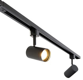 LED Sistema de iluminação de trilho inteligente com 6 focos pretos monofásicos 200cm - Iconic Jeana Moderno