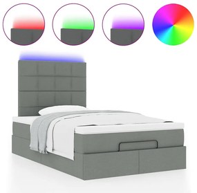 Estrutura cama otomana colchão 120x200cm tecido cinzento escuro