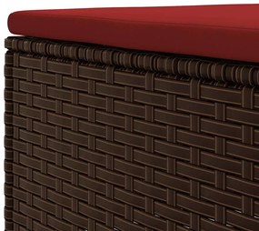 8 pcs conjunto lounge de jardim c/ almofadões vime PE castanho
