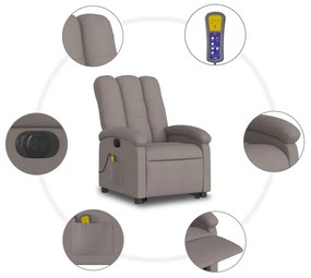 Poltrona elétrica elevatória massagens tecido cinza-acastanhado