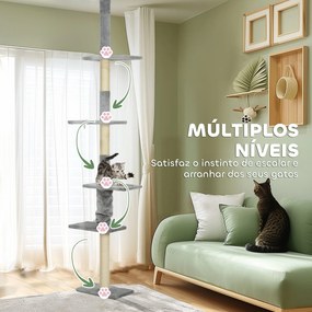 PawHut Arranhador para Gatos do Chão ao Teto 225-275 cm Arranhador par