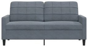 Sofá de 2 lugares 140 cm veludo cinza-escuro