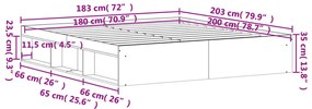 Estrutura de cama super king size 180x200 cm carvalho castanho