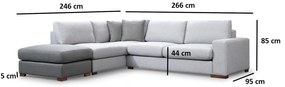Sofá de Canto Loop - Cinza Claro - 246 cm x 266 cm