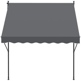 Outsunny Toldo Manual Retrátil 200x170x200-290cm Toldo Ajustável com Manivela Proteção Solar UV40+ para Varanda Jardim Cinza
